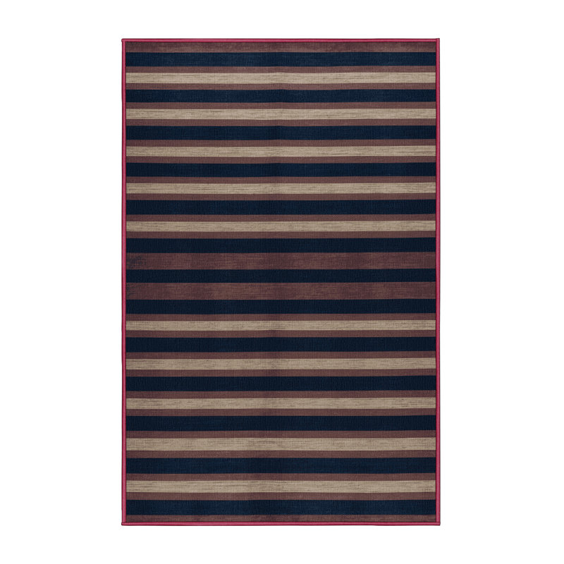 Machine Washable Horizontal Stripes Brown Area Rug, Rectangle 2' x 3'