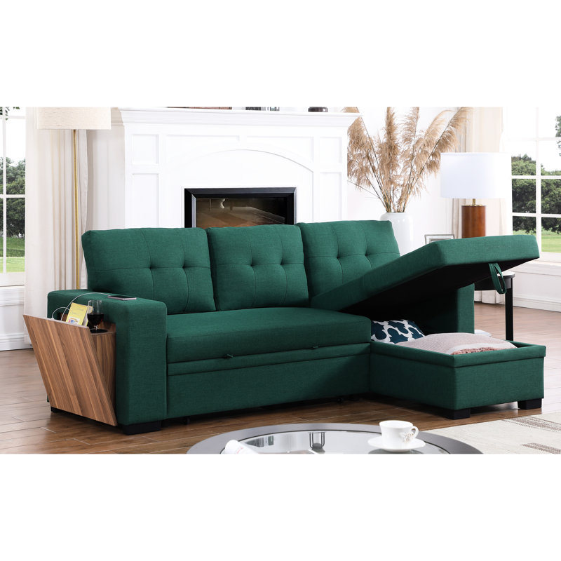 Canapé d'angle 3 places en lin - Méridienne gigogne avec rangement et coussins amovibles, 237 cm L x 133 cm P x 88,5 cm H, revêtement élégant et polyvalent, rangement, coussins de dossier, pieds noirs
