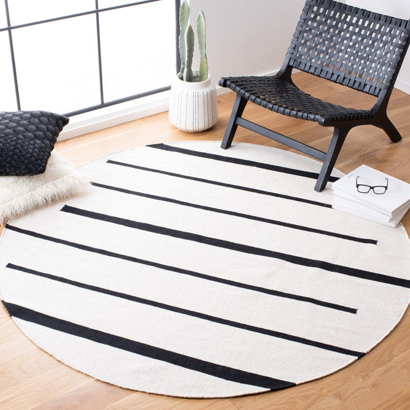 Mana Cotton Striped Indoor Rug, Round 6'