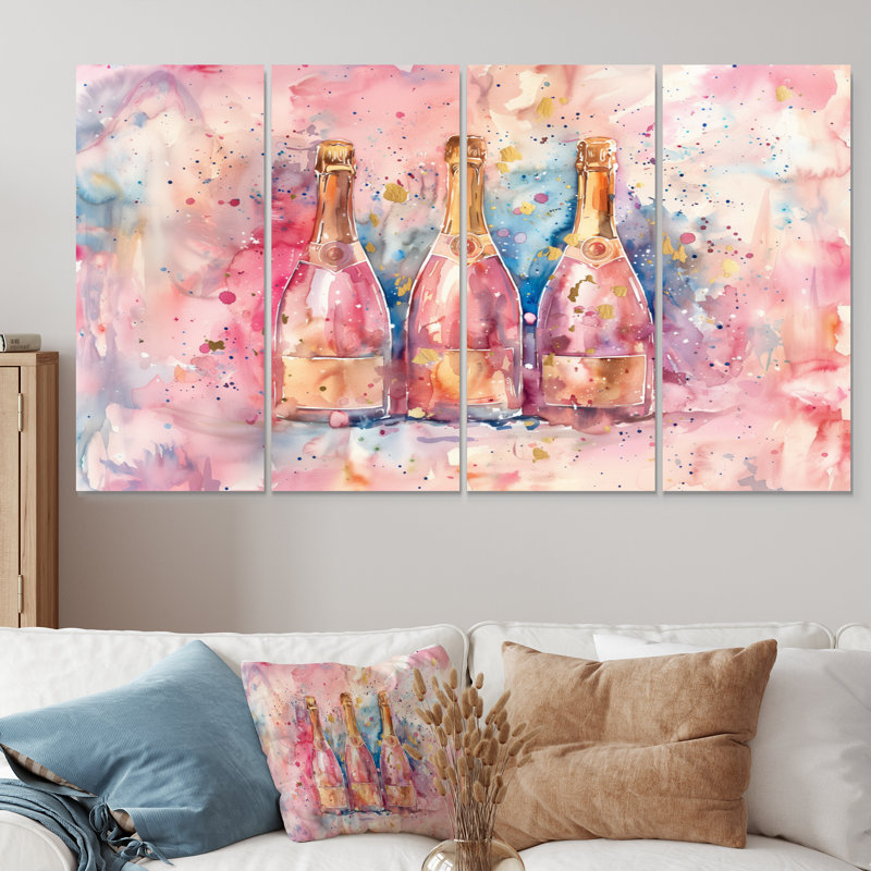 Elegant Champagne Showers I - Champagne, art mural sur toile, H 28 po x l 48 po