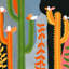 Reproduction d’art sur toile tendue « Colorful Cactuses » par Marmont Hill-1064095784