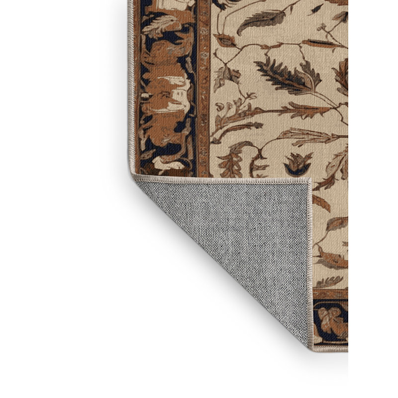 Machine Washable Persian Brown Area Rug, Round 6'