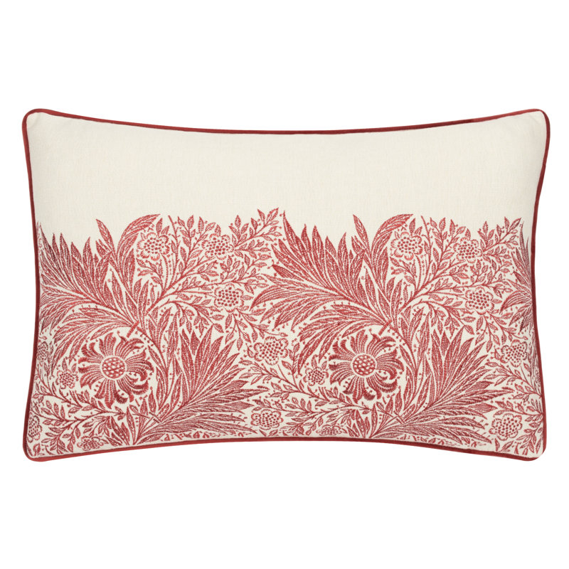 Marigold Floral Rectangular Throw Pillow Cover, Red