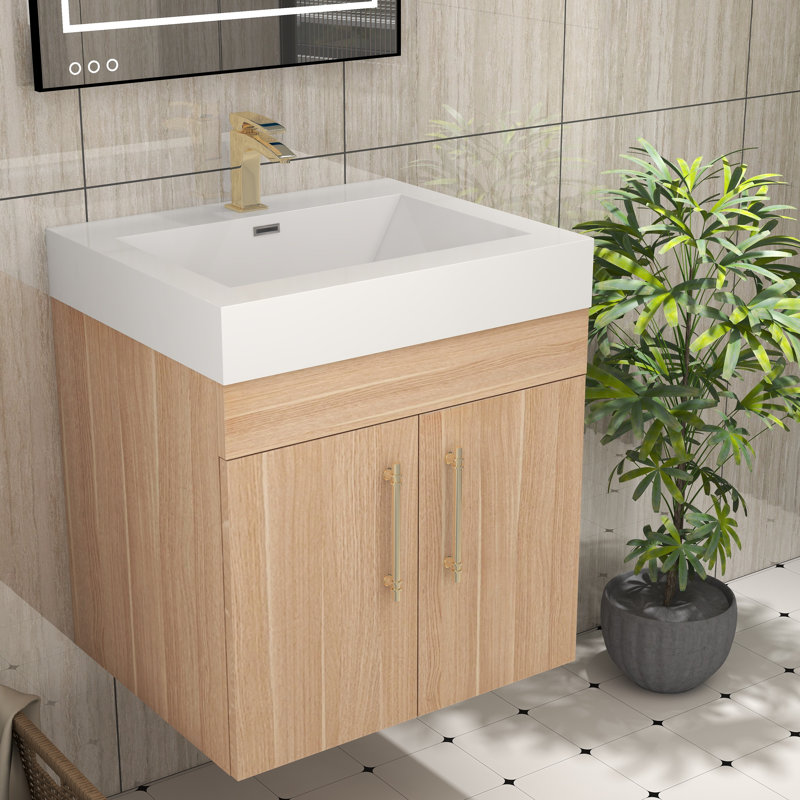 Ensemble de meuble-lavabo simple 23,6 po, Chêne champagne