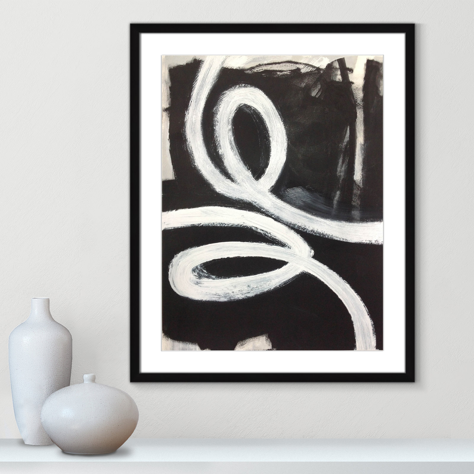 Bronte "Swirly Swirls I" Print, 29.5" H x 23.5" W x 2" D, Black Box Framed, Yes