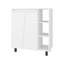 Garde-manger moderne autoportant blanc avec rangement à 2 portes, 3 tablettes latérales ouvertes et surface pour micro-ondes, optimisé pour les salles à manger, matériau en panneau de particules, surface de 36,8 po de hauteur