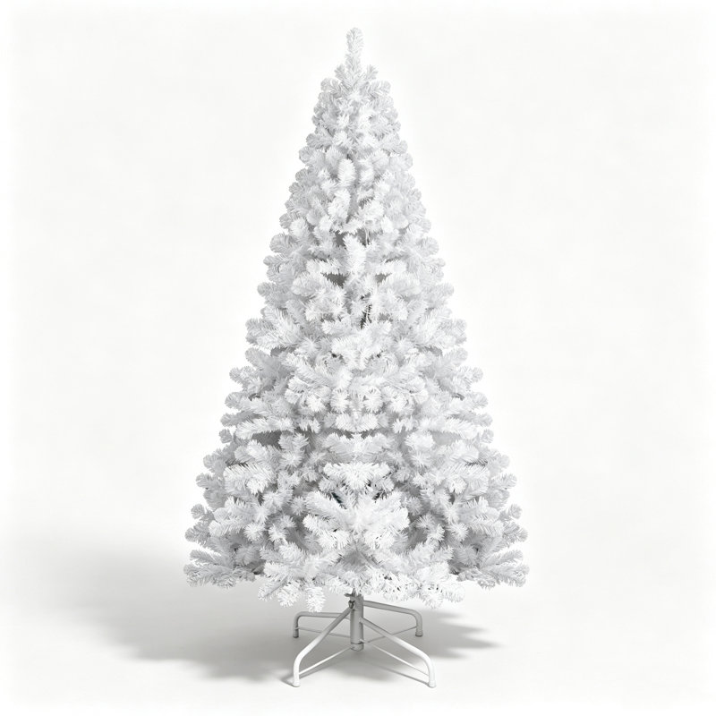 Arbre de Noël artificiel à charnière blanc 9 pi, 9 pi avec embouts en PVC 1910, support en métal pour airbnb, présentoir de fêtes et de grands espaces