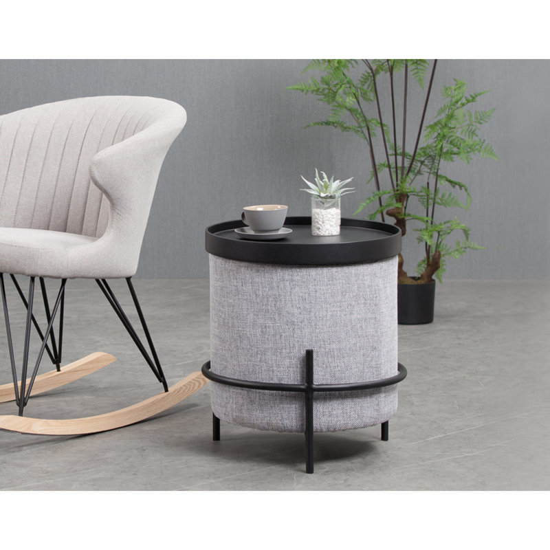 Jeannea 45cm Wide Round No Pattern Ottoman