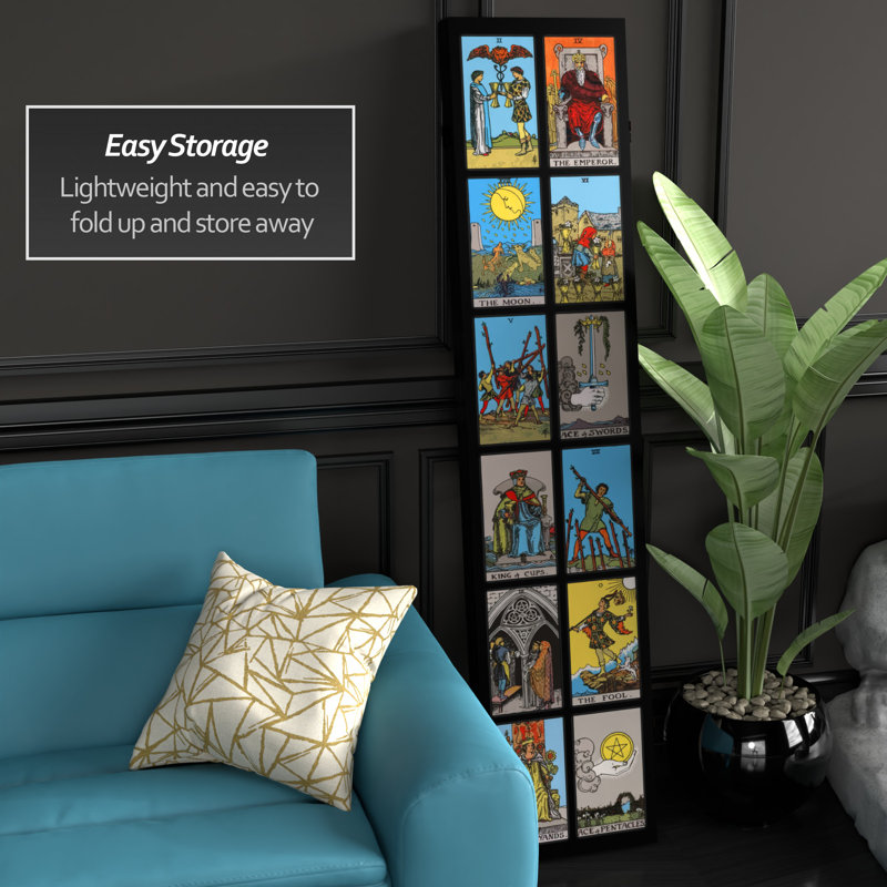 Mulfo Mystic Tarot Canvas Room Divider, 71" H x 47.25" W x 1" D