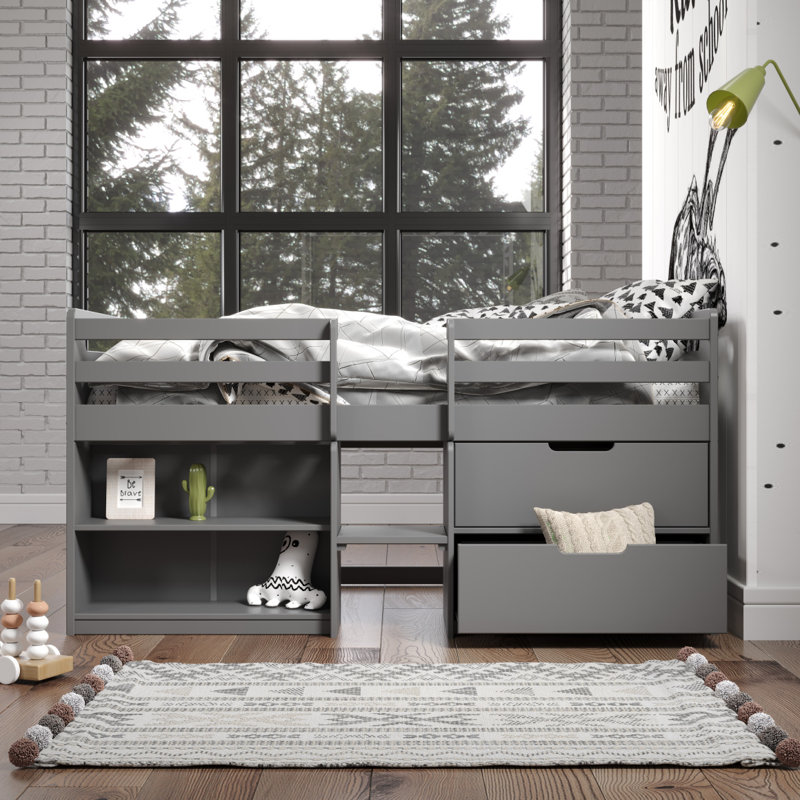 Lit mezzanine simple avec rangement Fabiana