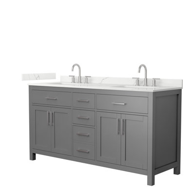 Beckett 66" Freestanding Double Bathroom Vanity with Quartz Top
