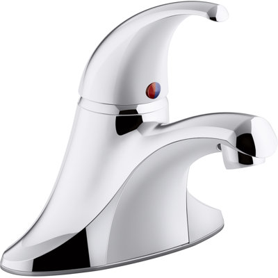 Robinet pour salle de bain à poignée simple Kohler Coralais avec drain escamotable en métal et tige relevable