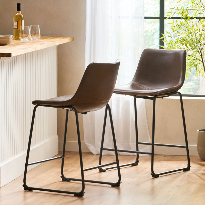 Tabouret de comptoir de style rétro brun de 24 pouces (ensemble de 2)