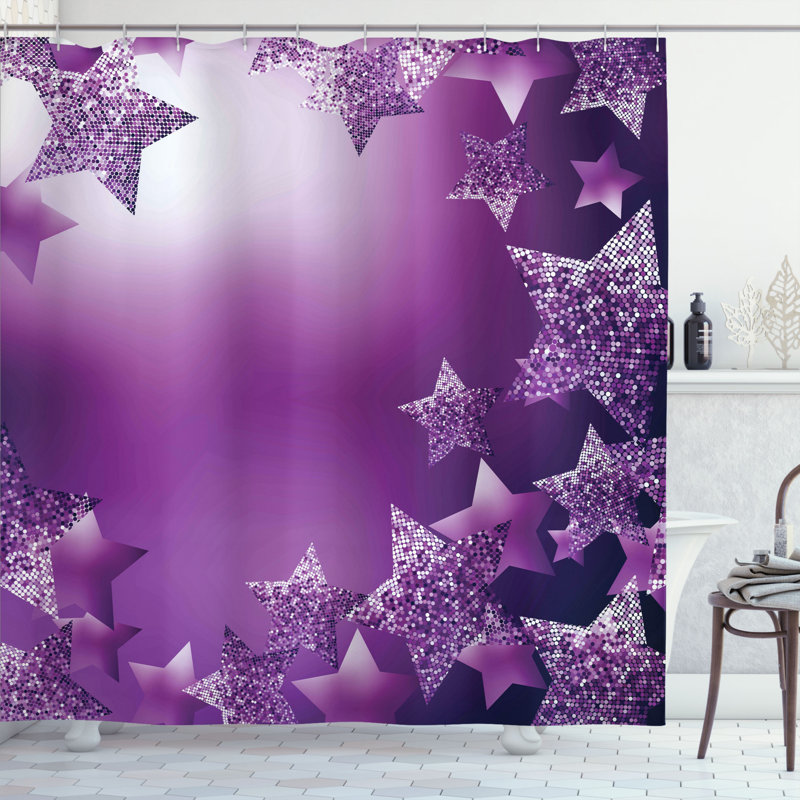 Rideau de douche en toile de fond christmas xmas étoiles et crochets, H 84 po x l 69 po