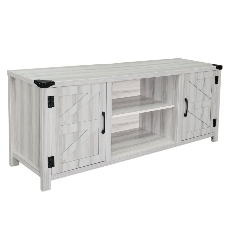 Leslian Engineered Wood Barn Door TV Stand for up to 65" TVs, Light Gray