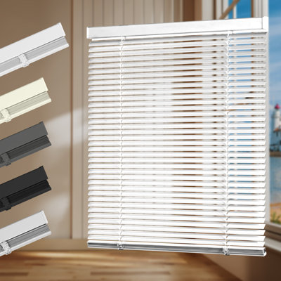 Aluminum Mini Blinds 1 Inch Metal Slat Darkening Venetian Blind New Cordless Horizontal Window Blinds Anti-UV Waterproof Venetian Blind for Office Home Windows,White,22"W X 72"H