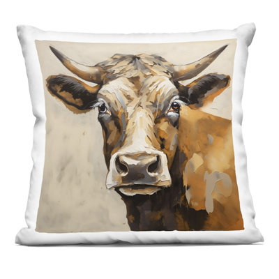 Beautiful Brown Bovine Decorative Printed Throw Pillow, design by Creative Studio