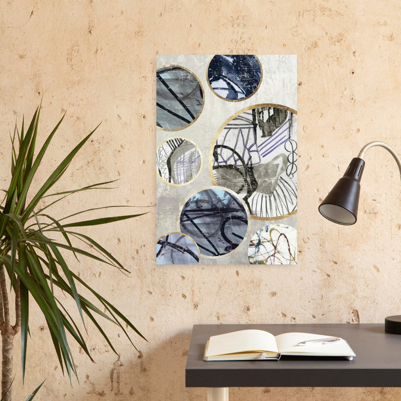 Anneaux métalliques II, art géométrique abstrait moderne, H 24 po x l 16 po