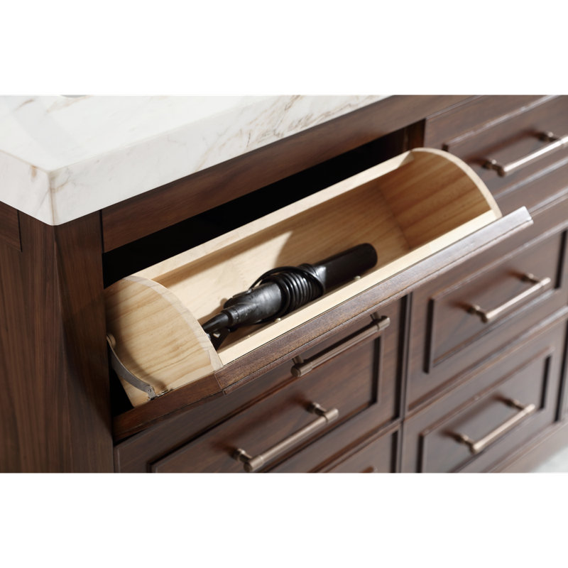 60" EBONY DOUBLE SINK VANITY DARK FINISH WITH WK-60D TOP 2" THICK WHITE NATURAL TOP, Brown, White