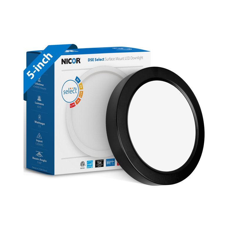 Kocher LED Flush Mount, Black, 0.68" H x 4.36" W x 4.36" D
