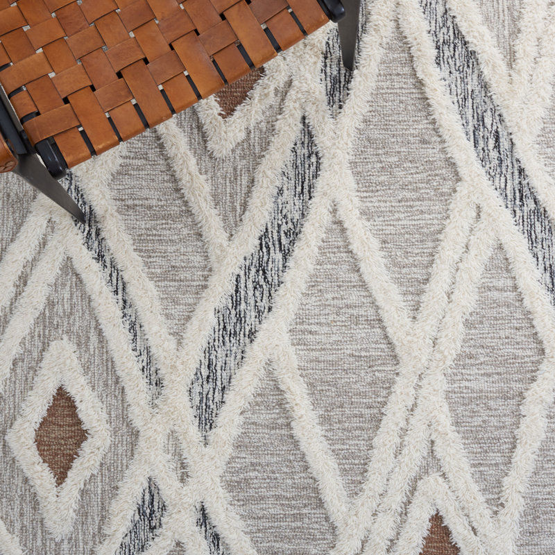 Addelyn Striped Wool Hand Tufted Area Rug, Round 183 cm