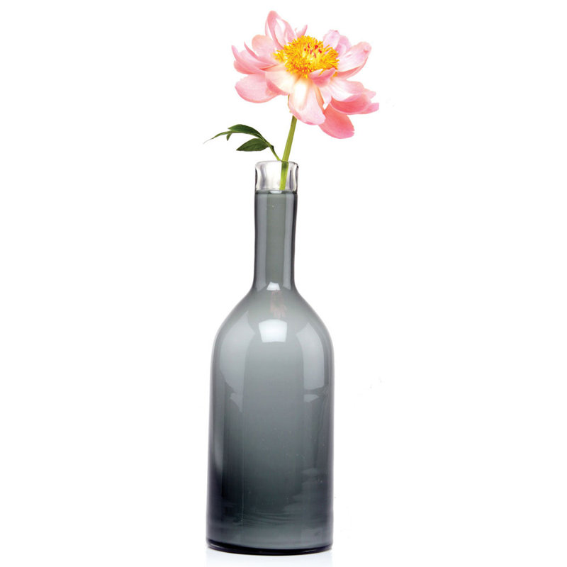 Glass Table Vase, Grey, Large