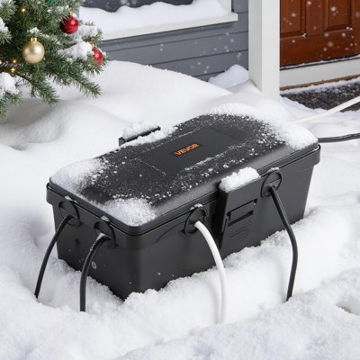 Boîtier électrique d'extérieur imperméable, 9,4 x 4,3 x 2,8 po, IP54, résistant aux intempéries, grande boîte de protection de prise de courant avec 6 entrées de câble, pour multiprise, décoration lumineuse des Fêtes