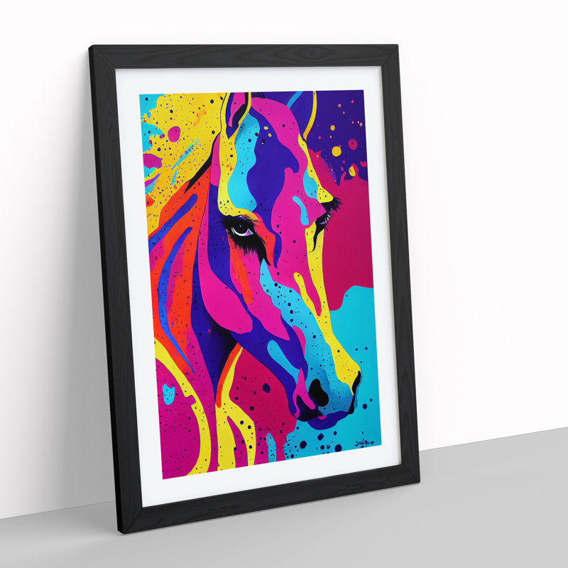 Paint Splash Horse No.2 - Framed Print, Black Framed, 46cm H x 34cm W x 2cm D
