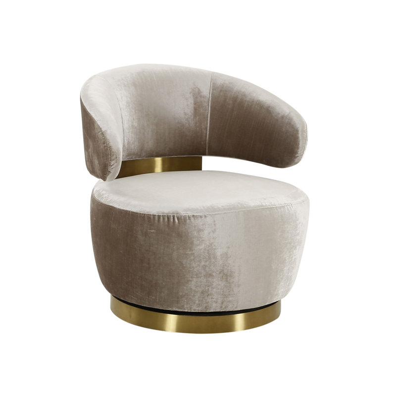 Upholstered Barrel Chair, Champagne Velvet