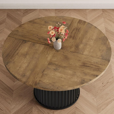 Extendable Round Metal Base Dining Table