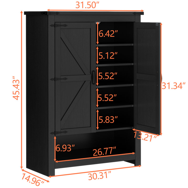 Shoe Cabinet With Doors, 7-Tier 28 Pair Shoe Cabinet Storage For Entryway, Hidden Narrow Shoe Cabinets With Adjustable Shelves, Slim Thin Shoe Rack Organizer For Hallway, Living Room