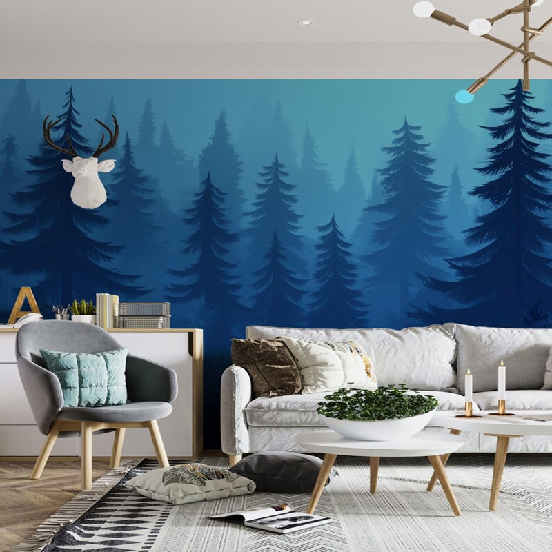 Misty Midnight Blue Forest, 105.96" L x 138" W