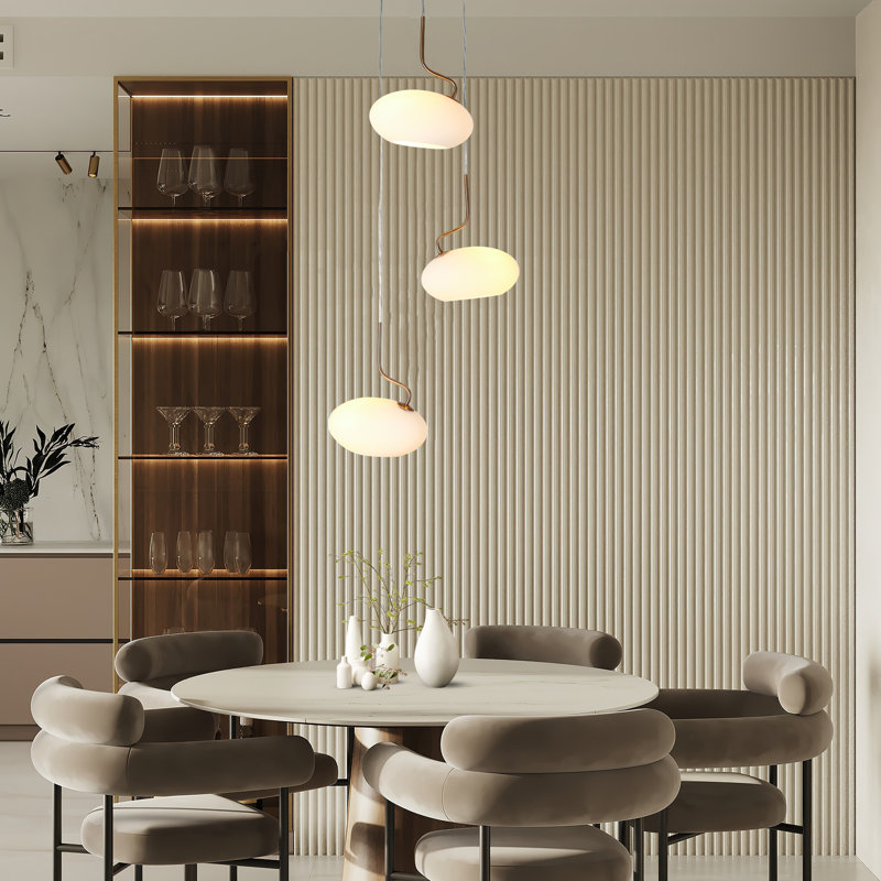 3 - Light Modern Coloured Glass Cluster Pendant UL Certified