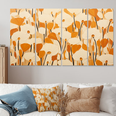 Marigold Minimal Petals Pattern - Marigold 4 Piece Wall Art