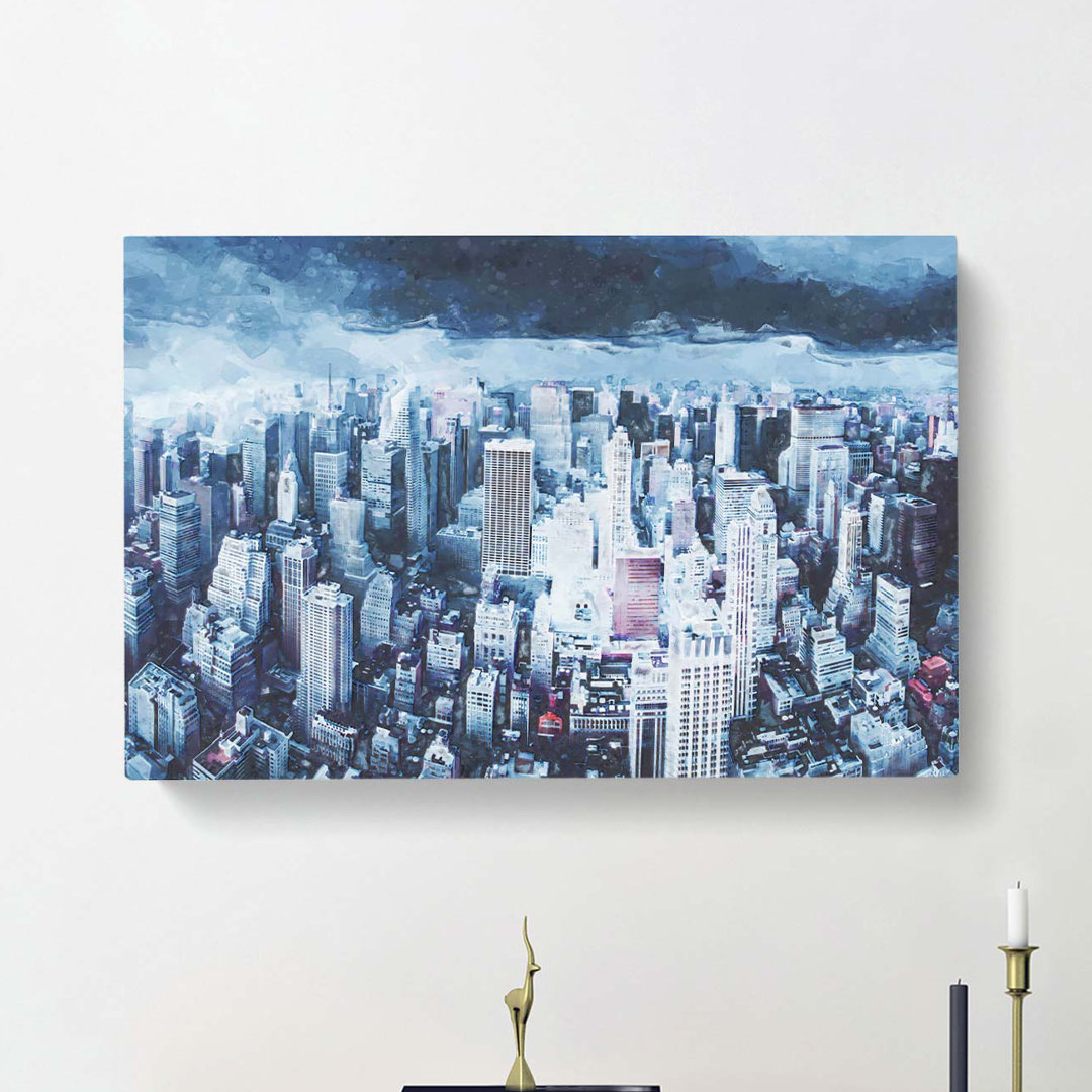 Moody New York City Skyline In Abstract - Wrapped Canvas
