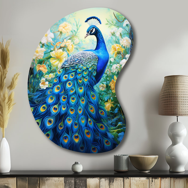 «Tavarous - Unique Shape Peacock», reproduction d'art asymétrique, H 39 po x l 28 po