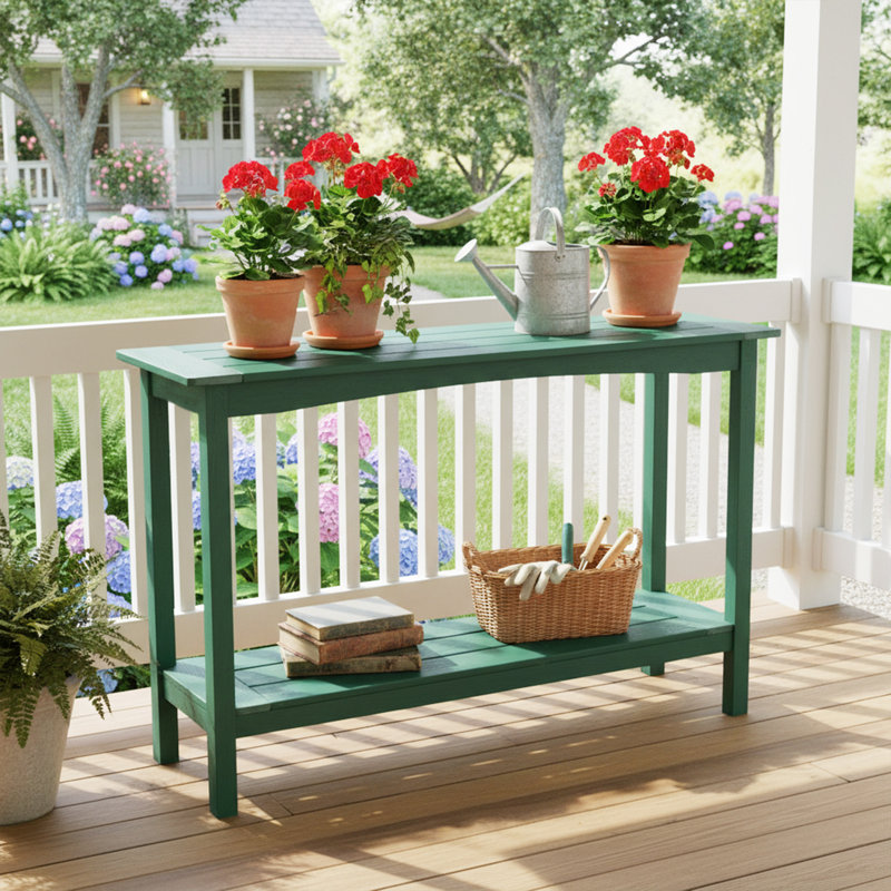 48'' Rectangular Outdoor HDPE Buffet & Console Table, side table, Dark Green