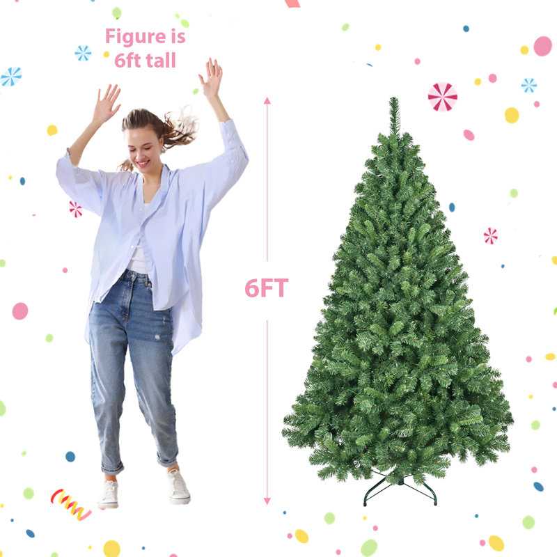 6FT PVC Christmas Tree with 280 WiFi Music Sync LED Lights – App Control, 917 Tips, Hinged Branches, Dual-Colour Effects, Metal Stand