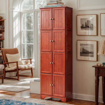  Grand garde-manger de style campagnard 72 po avec 8 portes, armoire de rangement en bois avec 4 tablettes, armoire autoportante à 4 niveaux pour la cuisine, le salon et la salle de bain