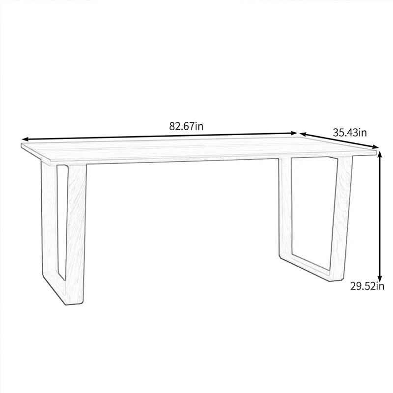 Table de salle à manger en noyer noir de qualité, H 29,52 po x L 82,67 po x l 35,43 po