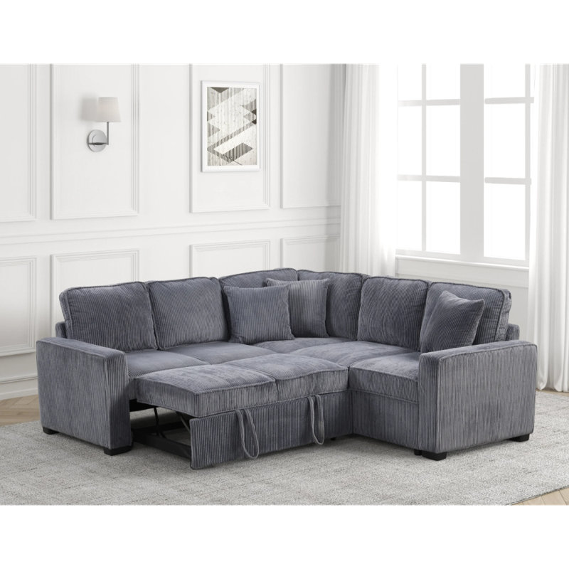 Canapé modulaire avec lit gigogne Ariel, Tissu gris anthracite