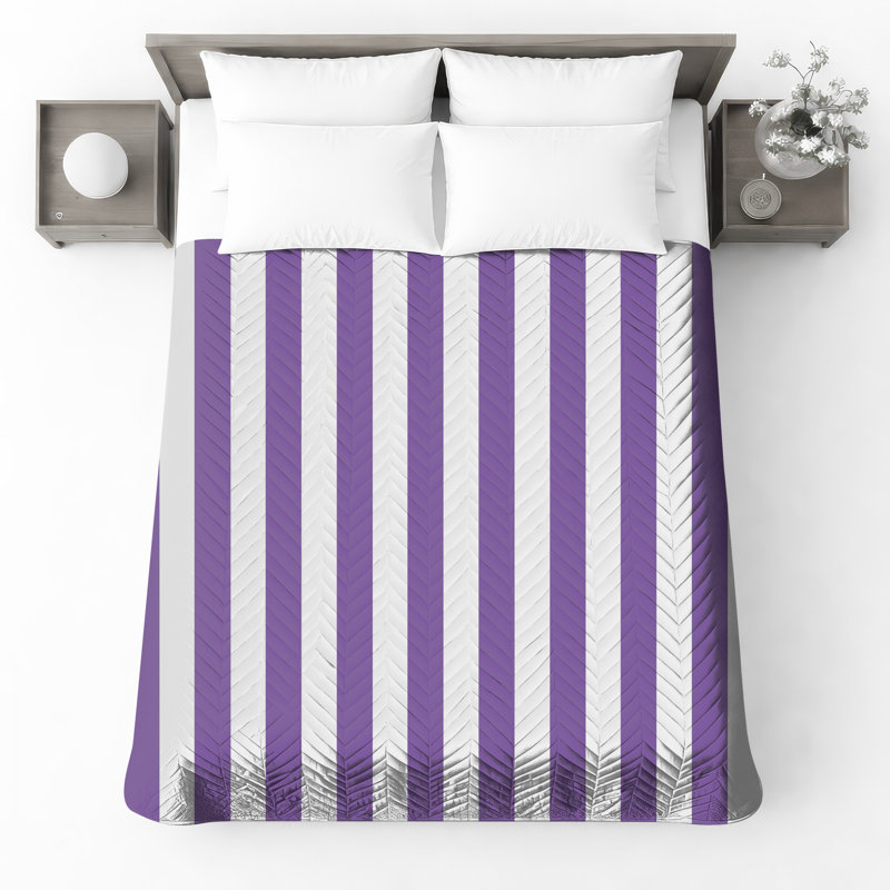 Vertical Purple Stripes Bedding Stripes Bedspread Pattern, King