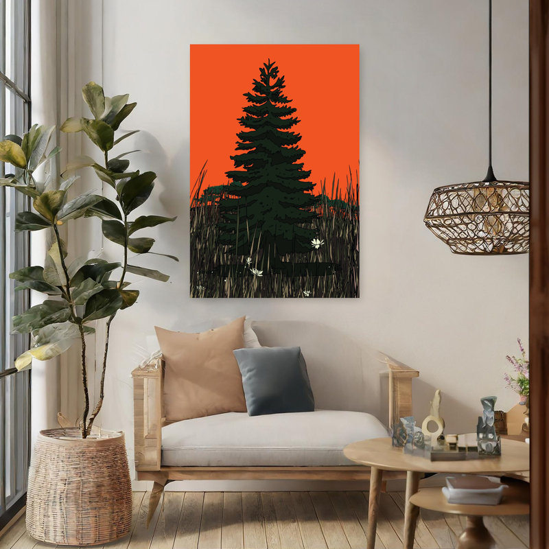 Arbre au crépuscule, paysage audacieux de pin, H 48 po x l 32 po