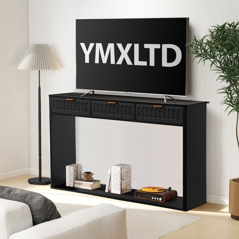 51.18'' Console Table With 3 Drawers, Black