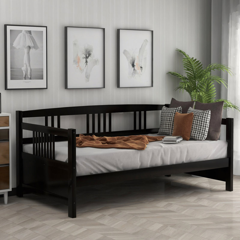 Lit de jour moderne en bois massif, multifonctionnel, Espresso