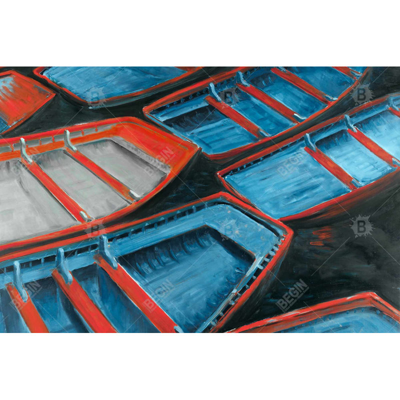 " Small Blue And Red Canoes "