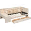 Lit de jour simple rembourré avec tiroirs, tablettes, armoires rabattables et table d'appoint - idéal pour un espace de vie compact, peu encombrant et confortable, avec de petits espaces et un design polyvalent-1481377205