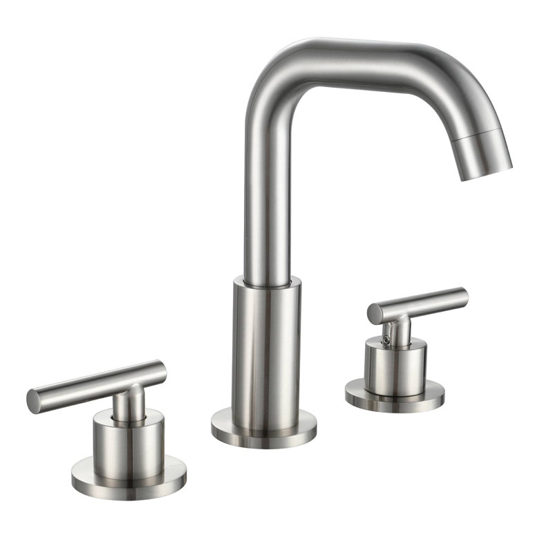Robinet de salle de bain à large entraxe, Nickel brossé