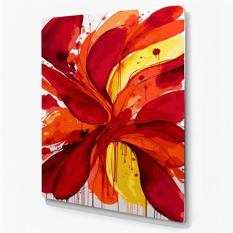 Abstrait aquarelle 18, art mural en métal rouge, H 16 po x l 20 po