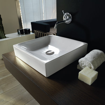 WS Bath Collections Cento 17.7'' Glossy White Ceramic Square Bathroom Sink
